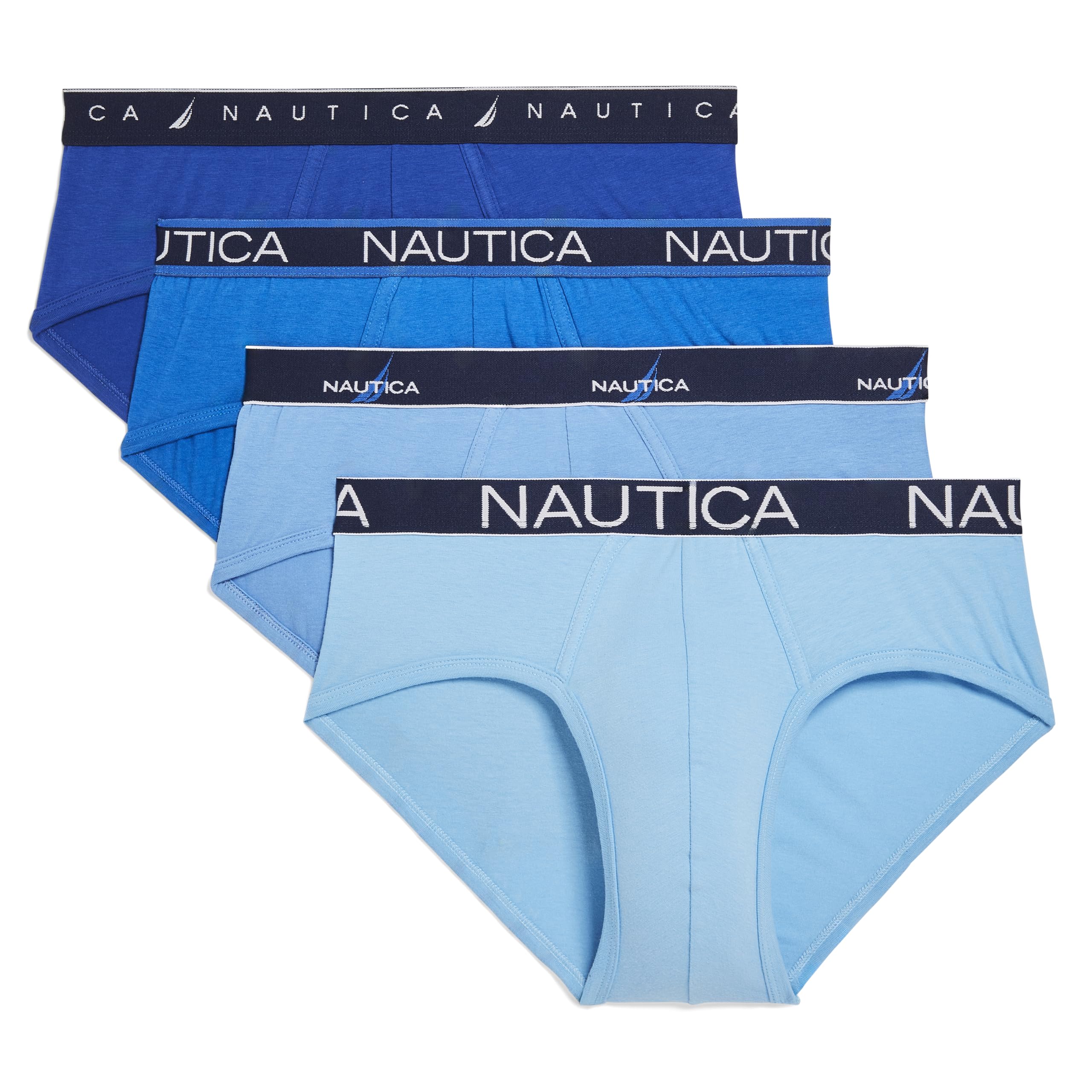 Nautica Men's Surf The Web/Pro Blue/Aero Blue/Alaskan Blue-Assorted Wb 4 Pack Limited Edition Cotton Stretch Briefs, M