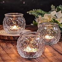 Vista 5 de DARJEN Juego de 24 portavelas votivas de vidrio transparente - Portavelas de vidrio redondos a granel para velas de té, portavelas votivos