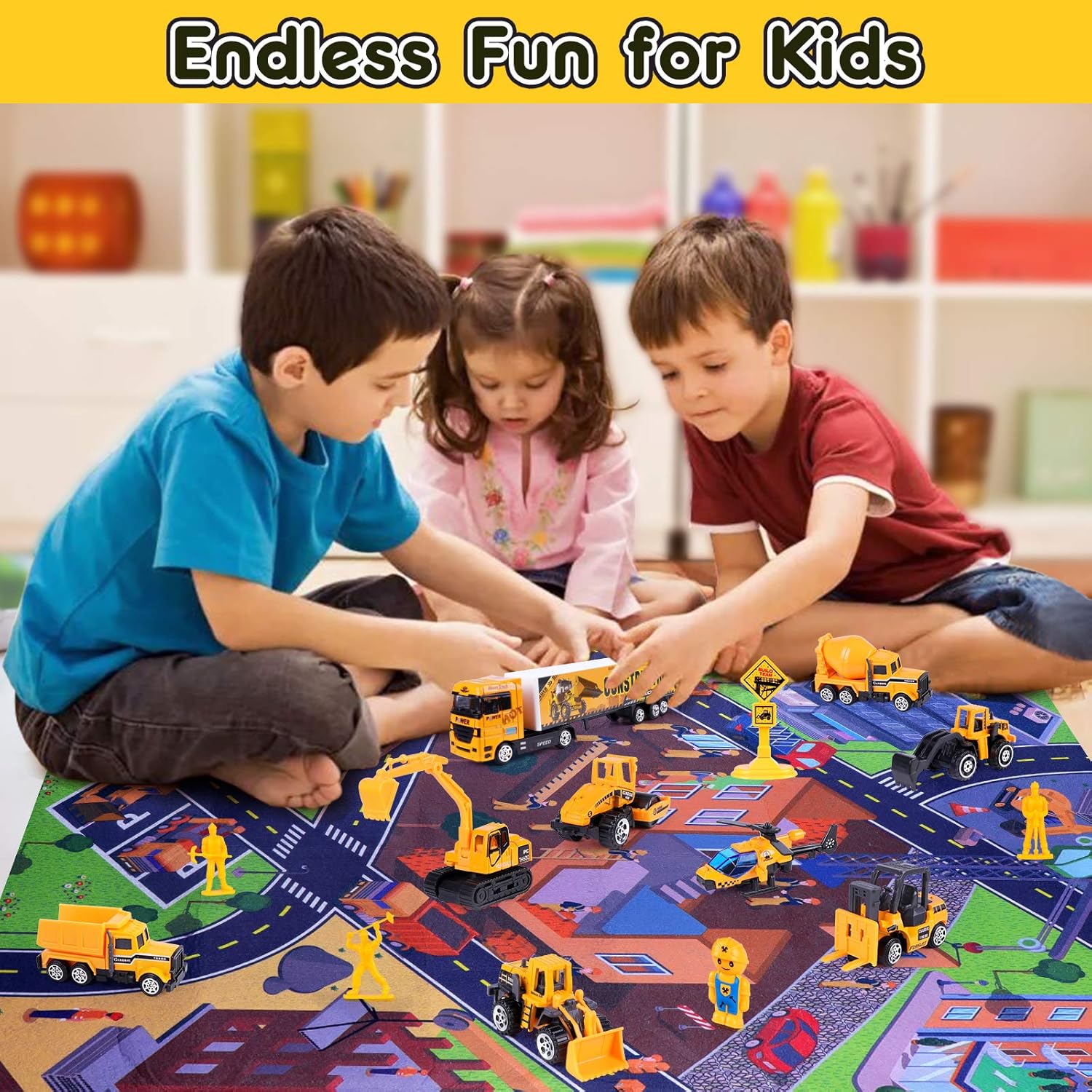 arscniek Toddler Toys for 3 4 5 6 Years Old Boys, Die-cast Construction Vehicles Toy Kit with Play Mat, 24 in 1 Alloy Carrier Mini Truck Set Transport Car Toy for Kids Boys Girls Age 3+ : Toys & Games