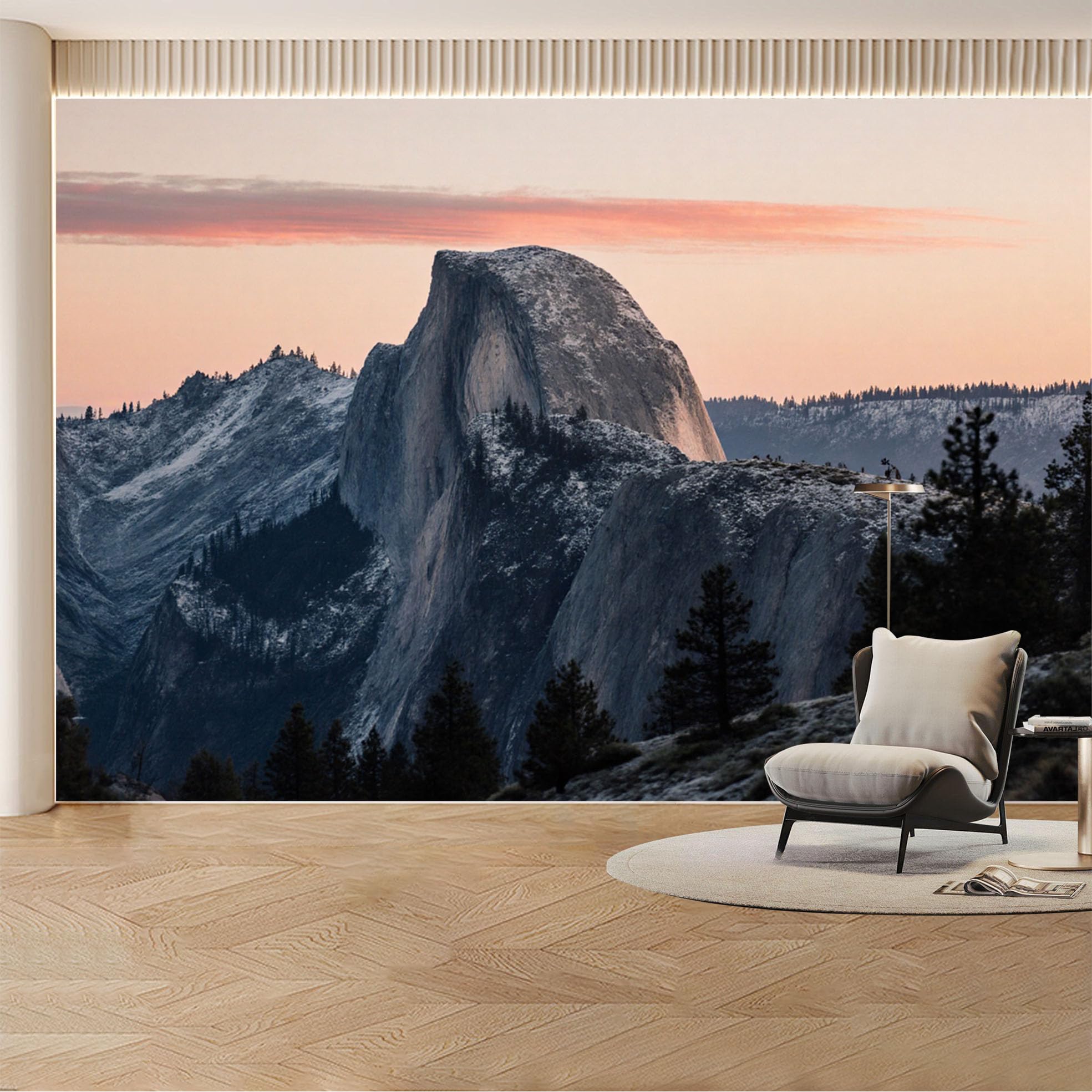 Custom Wall Mural Wallpaper Snowy Mountain Landscape， Nature， Large Wall Art， Modern 3D Effect， Sunset， Misty Removable SelfAdhesive Large Photo for Living Room， Bedroom， Office