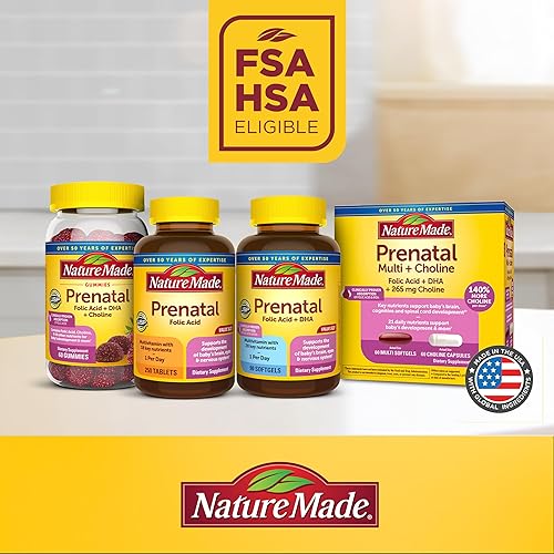 Miniatura 4 de Nature Made Prenatal con ácido fólico + DHA, suplemento vitamínico y mineral prenatal para apoyo nutricional diario, 90 cápsulas blandas, suministro