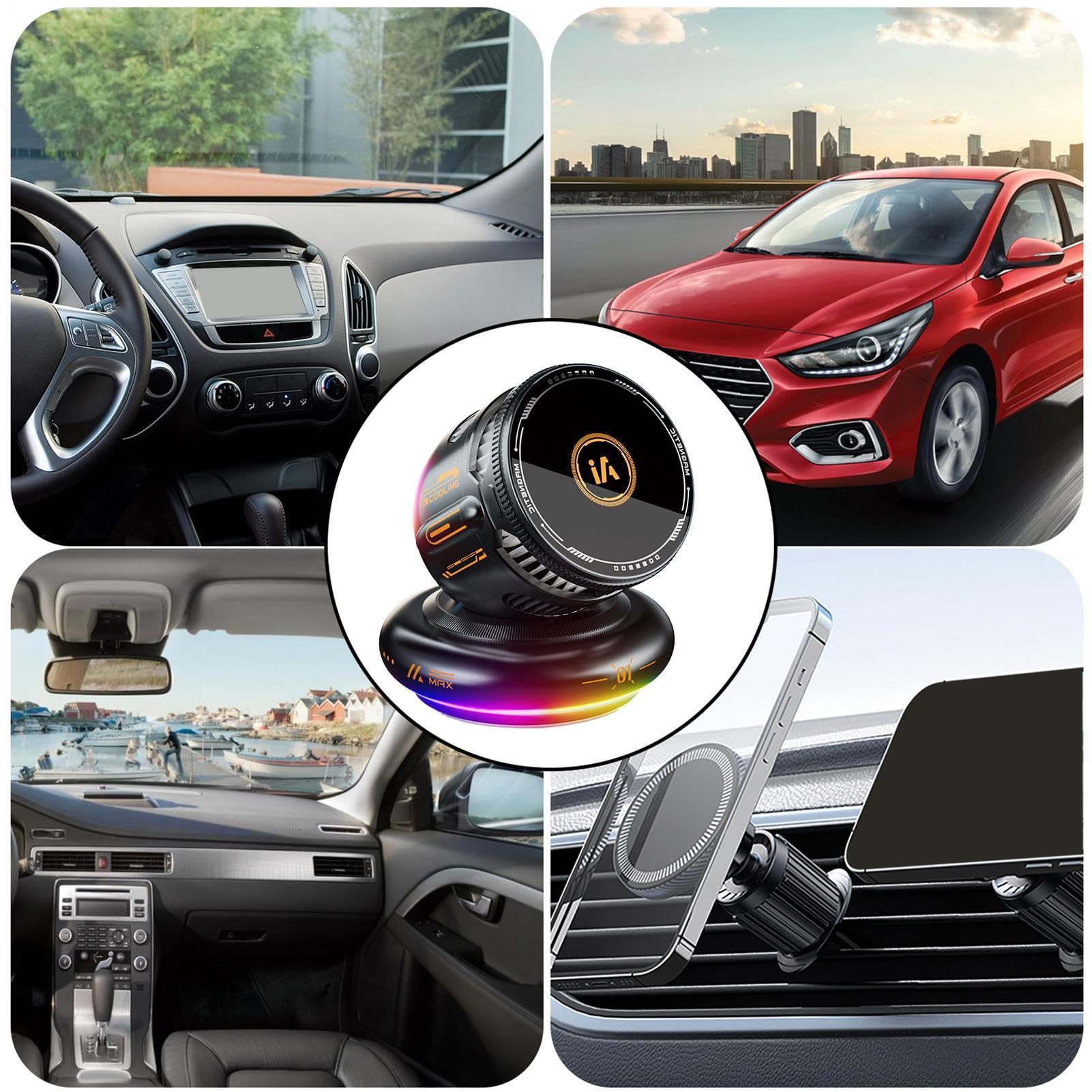 Supporto Telefono Auto Caricatore Wireless Raffreddato 15W Rotante 360° | Supporto Auto con Ricarica Wireless Per SUV, Camper, Berlina, Veicoli, Casa, Ufficio, Scrivania E Comodino