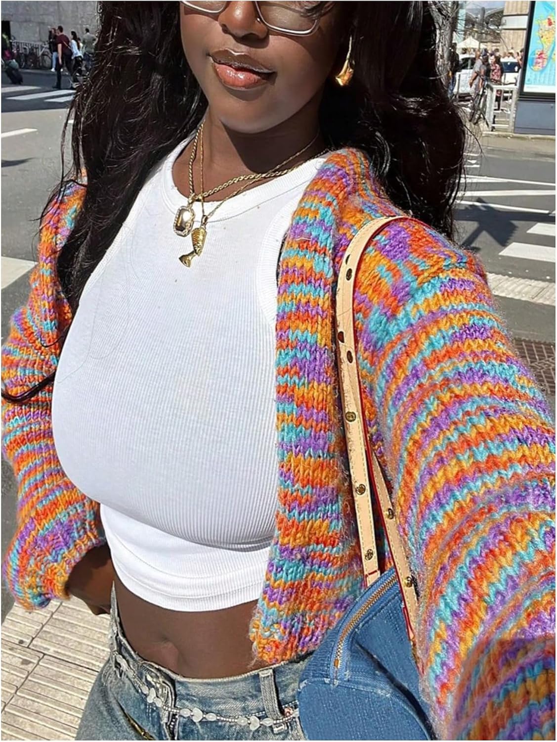 Milumia Women's Striped Knit Cardigan Sweater Y2k Open Front Long Sleeve Going Out Cardigans - Image 4