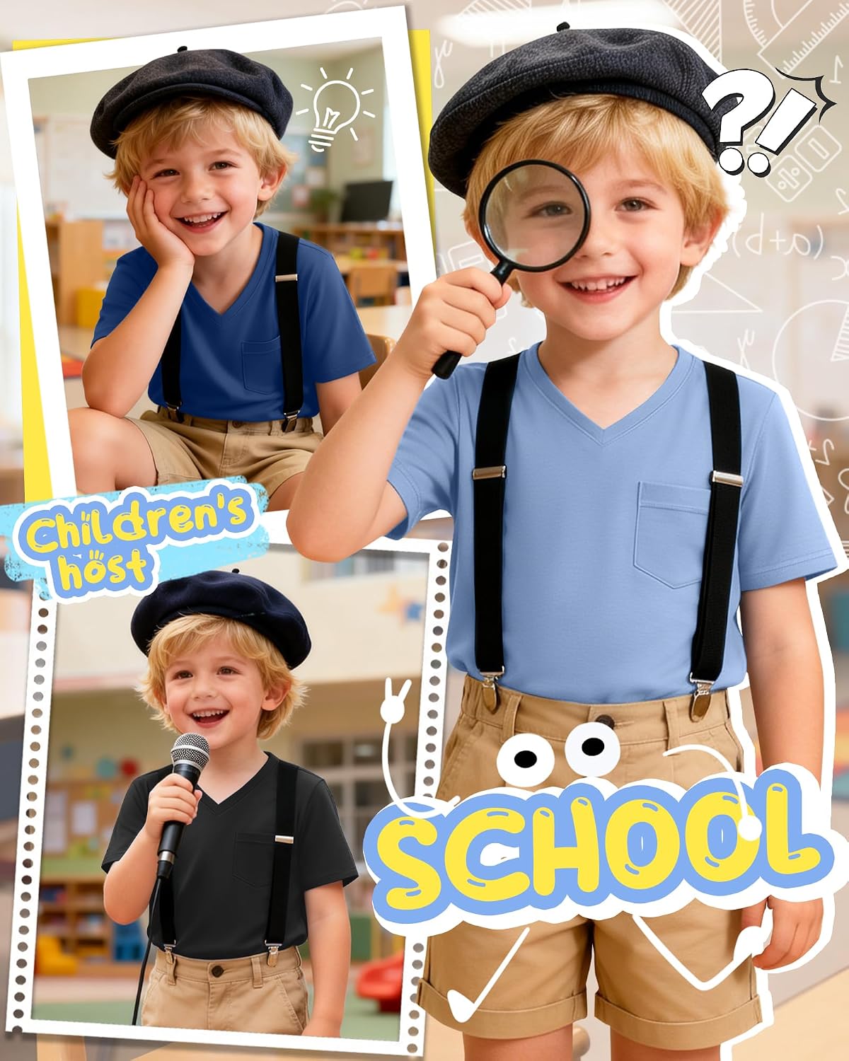 3 Pack Toddler Boys Short Sleeve Shirts V Neck Pocket Tees Baby Basic Summer Casual Solid Tops 18M-5T