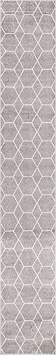 Miniatura 9 de Unique Loom - Alfombra con diseño geométrico, colección Trellis Frieze (2 pies x 13 pies y 1 pulgada, de pasillo, gris claromarfil)