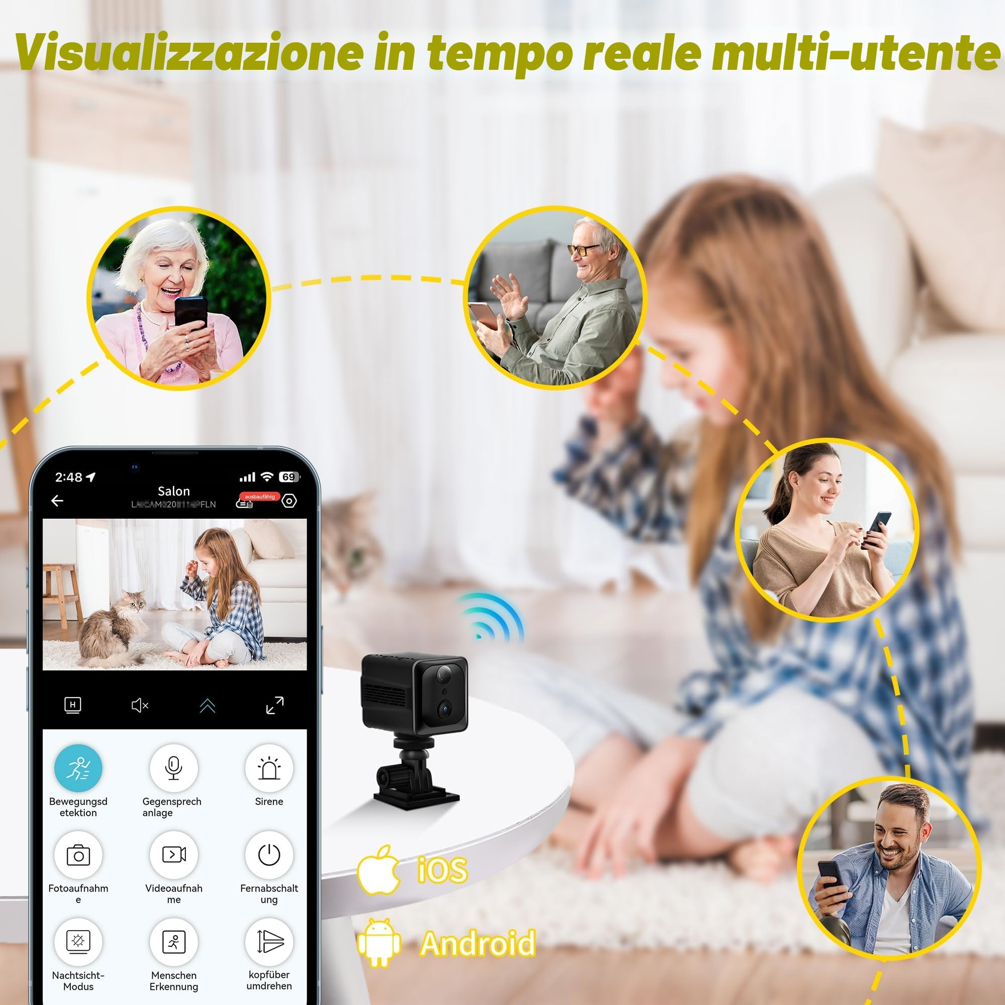 Telecamera Spia 4K, Aggiornato Mini Telecamera Spia Nascosta | Sicurezza Camera Wifi Interno Senza Fili per Casa, Microcamera Videocamera con Audio, Batteria da 3000mAH, Visione Notturna