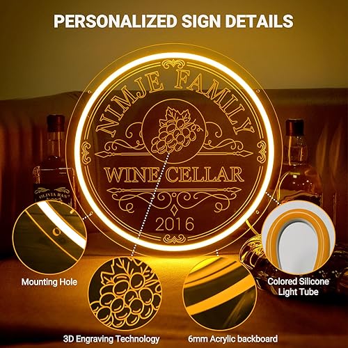 Miniatura 6 de Letreros de neón de vino LED personalizados, decoración de bar casero de vino, negocios regulable con control remoto de sincronización
