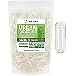 XPRS Nutra Size 0 Empty Capsules - 500 Count Clear Empty Vegan Capsules - Vegetarian Pills - DIY Vegetable Capsule Filling - Veggie Pill Caps for Do-It-Yourself Supplements