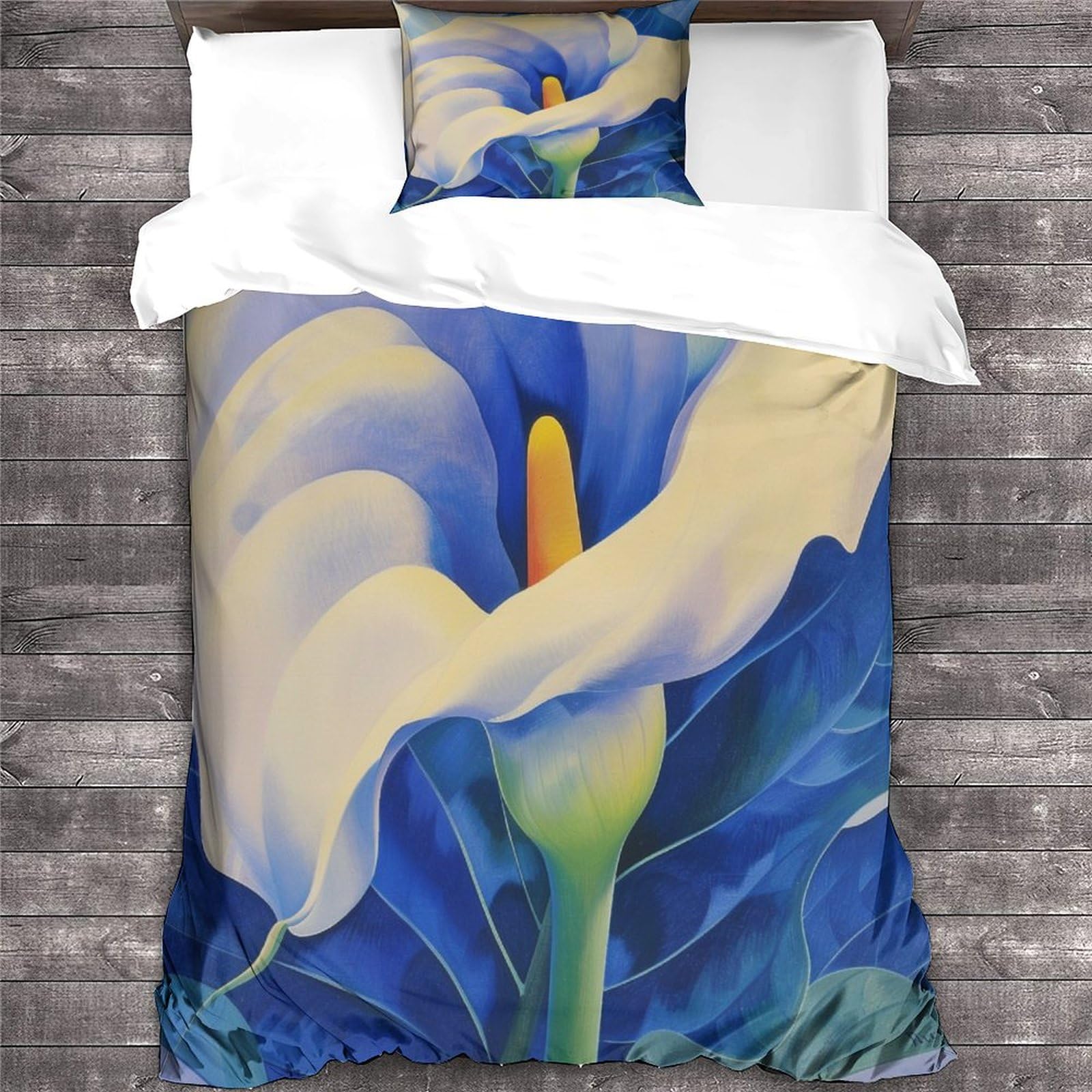 Buntes Lilien-Bettwäsche-Set, 3D-Druck, Bettbezug-Set mit Kissenbezug, Heimtextilien, Einzelbett (135 x 200 cm)