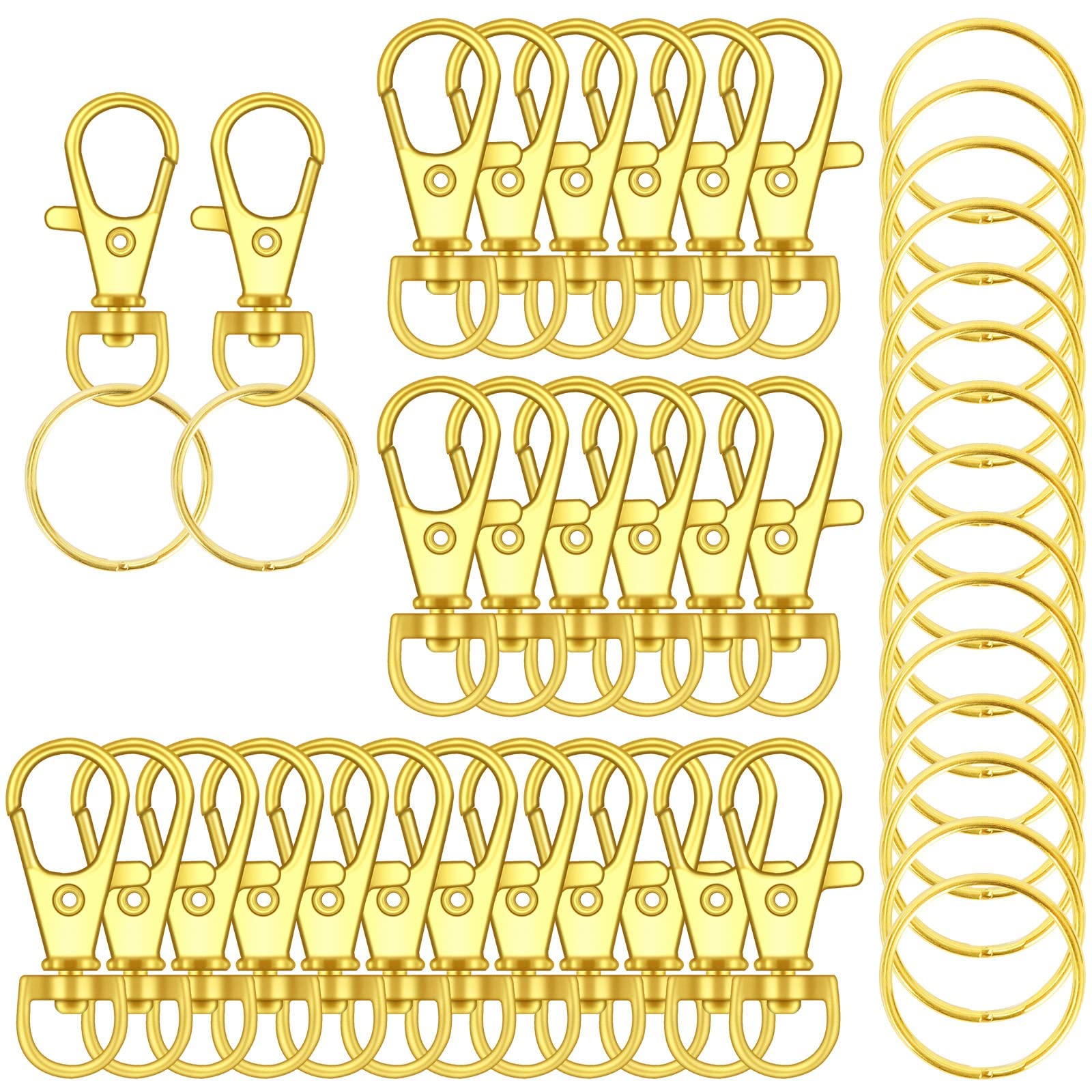 120Pcs Swivel Lobster Clasps, Key Rings, 60PCS Lobster Clasps and 60PCS Key Ring Hoops for Jewellery Making Hanging Crafts(Golden)