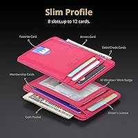 Vista 191 de Buffway - Billetera delgada minimalista de cuero con protección RFID para hombre y mujer Café Lichee