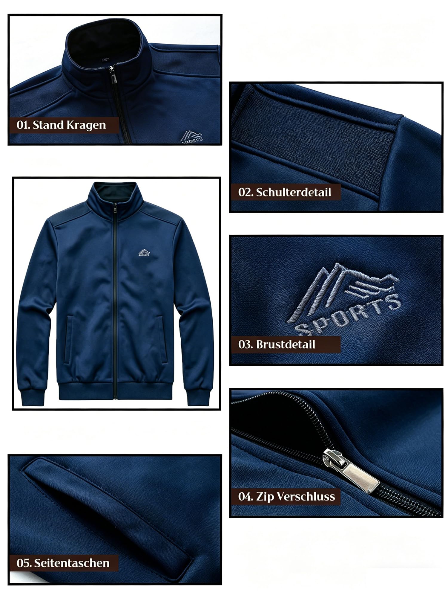 FTCayanz Trainingsanzug Herren Jogginganzug Langarm Reißverschluss Jogging Anzug Sweatshirt für Freizeit Sport