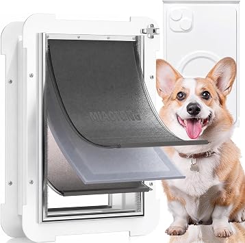 3-Flap Steel Medium Dog Door for Door with Metal Sliding Lock Panel