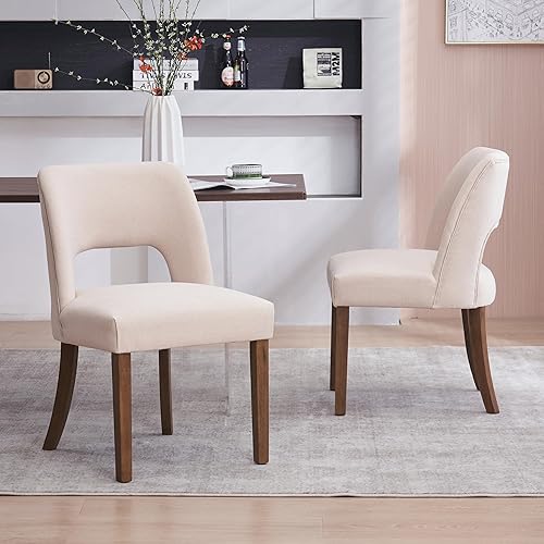 VKNOW Juego de 2 sillas de comedor de madera, sillas de comedor tapizadas de tela moderna, sillas de cocina, sillas de cena de granja para cocina,