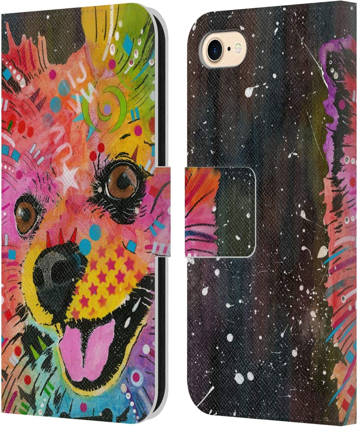 Head Case Designs Officially Licensed Dean Russo Pomeranian Dogs Leather Wallet Case Compatible with Apple iPhone 7/8 / SE 2020 & 2022