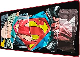 Subsonic - Alfombrilla para Ratón XXL - Alfombrilla de Escritorio Superman 90x40 cm - Superficie Lisa Optimizada para Sensores, base Antideslizante, Bordes Cosidos – Negro