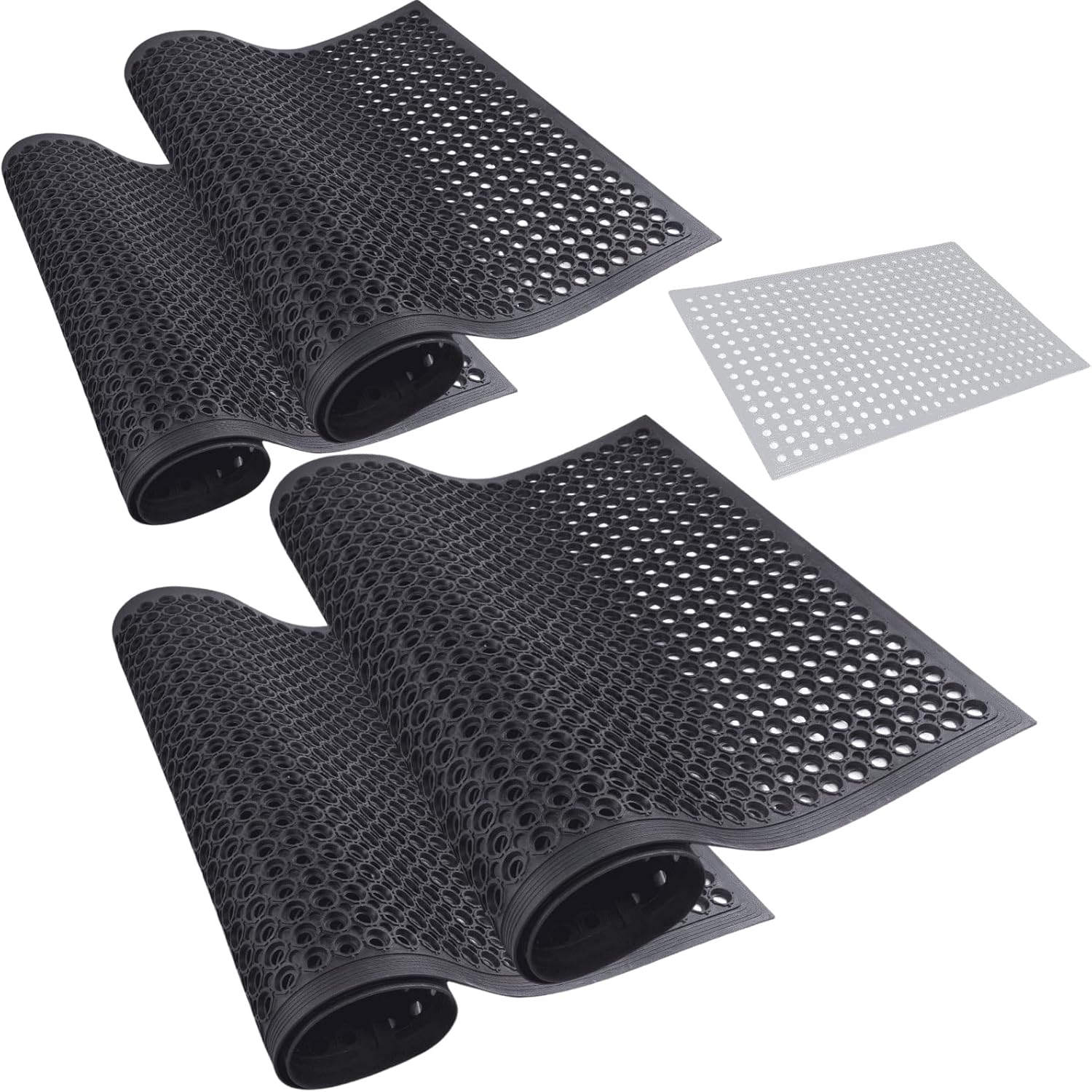Rubber Outdoor Mats, Anti Slip Restaurant Mat, Drainage Mat Commercial Kitchen Mat, 24" x 36" Exit Entrance Floor Mats, Anti Fatigue Mats for Bathroom, Bar, Kitchen, Pool, Wet Area - 4Pack