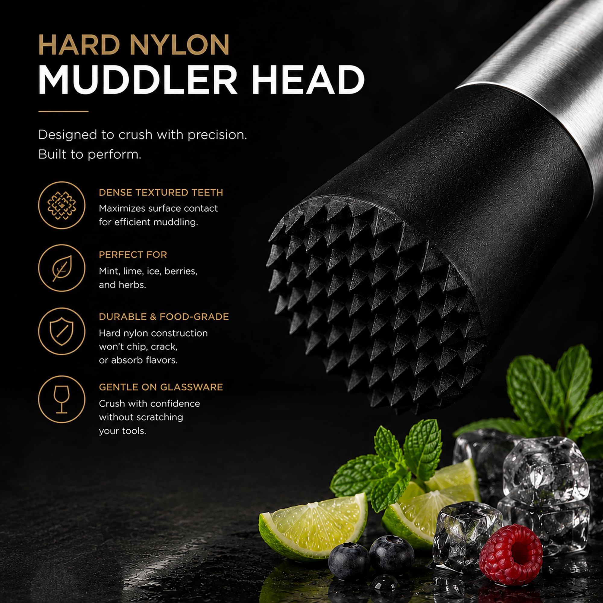 Stainless Steel Muddler & Bar Spoon Set - Home Bar Tools -5