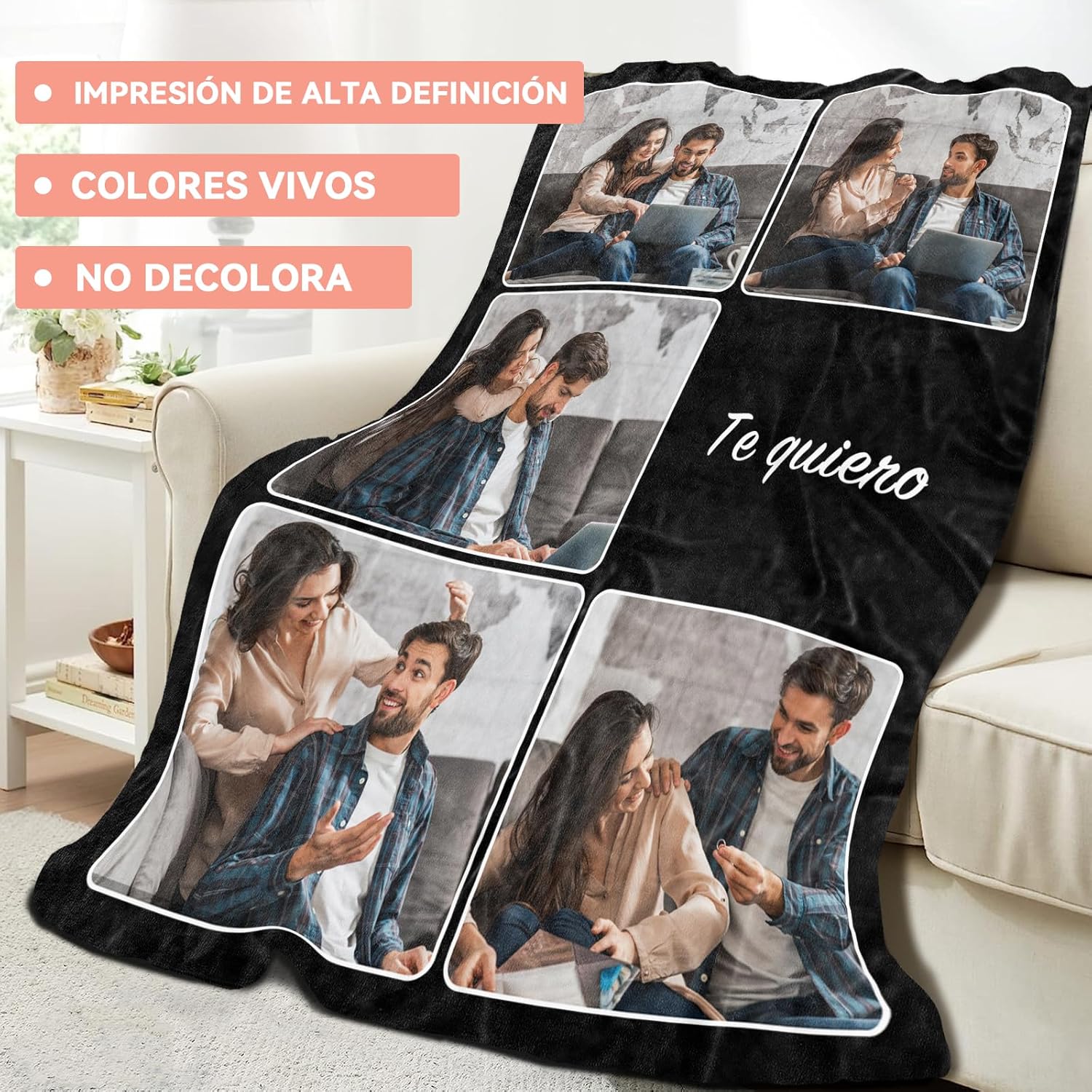 Bemaystar Custom Photo and Text Blanket - Personalized Gifts for Men Women Family, Custom Blankets, Collage Blanket, Personalized with Photo, Father's - Image 3