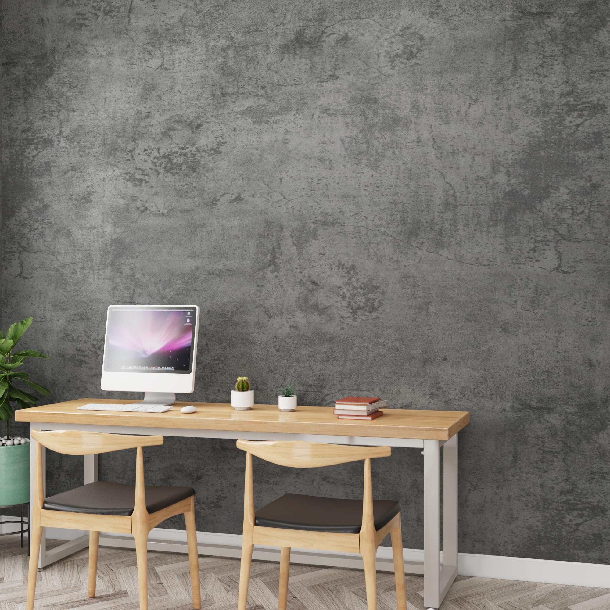 TOTIO 122 cm x 9 m, lámina adhesiva extraancha gris oscuro, aspecto de hormigón, papel pintado autoadhesivo de vinilo, resistente al agua, para muebles, moderno, estilo industrial, mate, grueso,