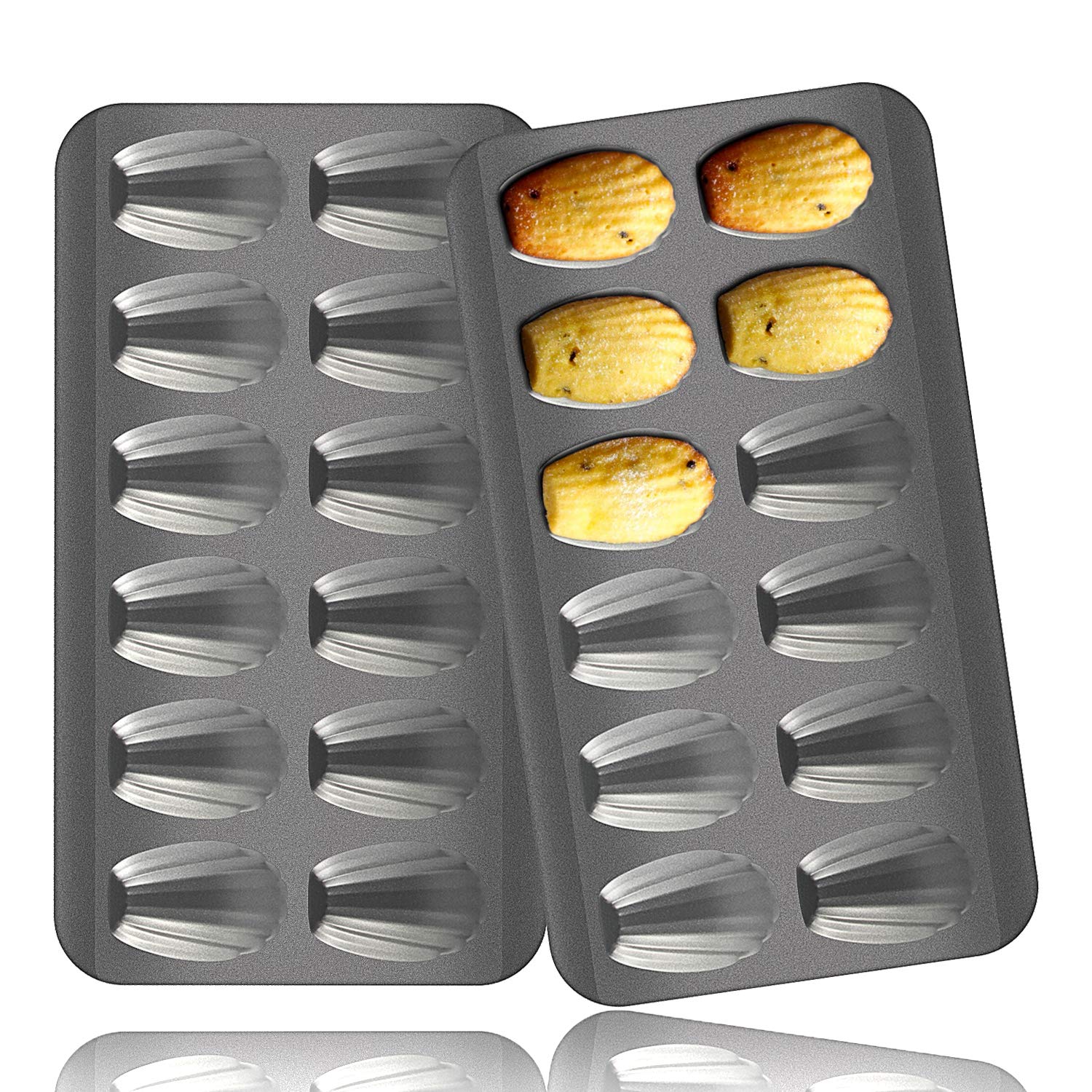 Buy 2 Pack Madeleine Pan with Silicone Brush OAMCEG 12 Cavity Heavy