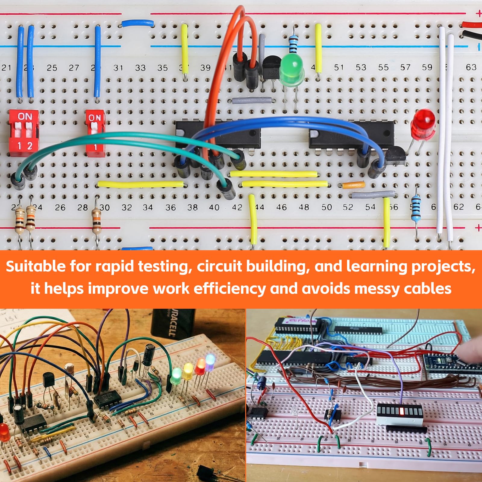 HENGBIRD Set cavi breadboard 560 pezzi ponticelli tipo U 14 lunghezze per piastra breadboard prototipi circuiti di test progetti LED scuola studio ed elettronica DIY
