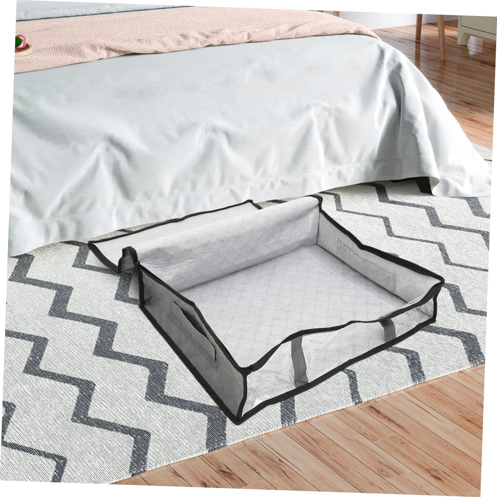 Cabilock Bolsa de Almacenamiento Debajo Cama Diseño Transparente y Tela No Tejida Transpirable, Gran Capacidad para Ropa y Edredones en Estuche Plegable