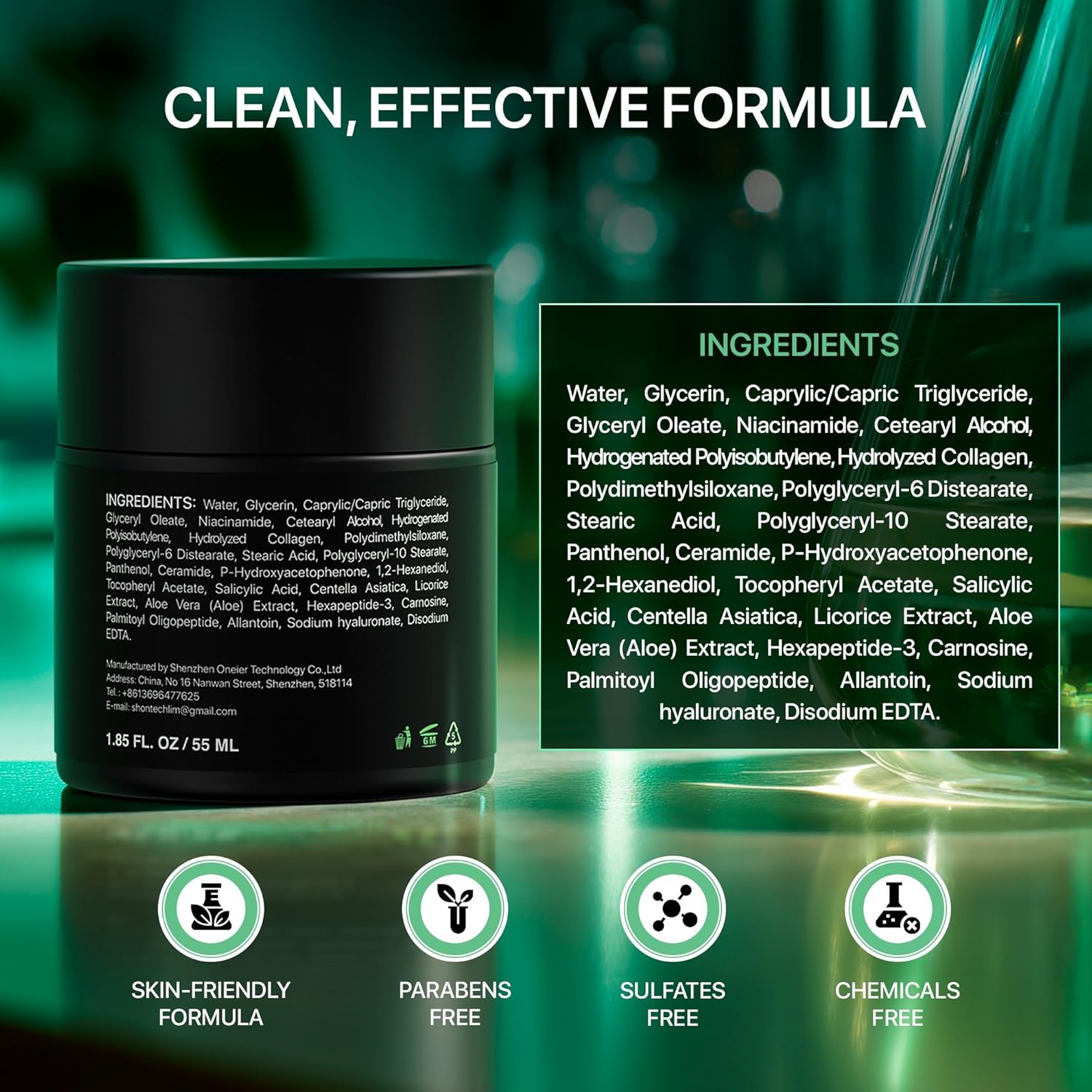 Mens Face Moisturizer Anti-Aging Cream - Lightweight After Shave Lotion for Men - Day & Night Hydrating Skin Care with Niacinamide Collagen Ceramides - Fast-Absorbing Non-Greasy 1.85oz - Image 9