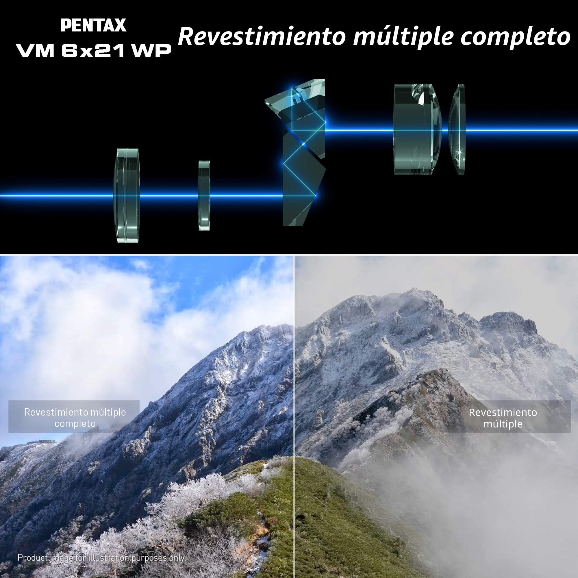 Pentax 63620 Monocular VM 6x21 WP Fácil de Usar con una Sola Mano Visión Brillante y Clara con Alto Contraste y excelente Rendimiento óptico Impermeable hasta 1 m Distancia mínima de Enfoque de 70cm