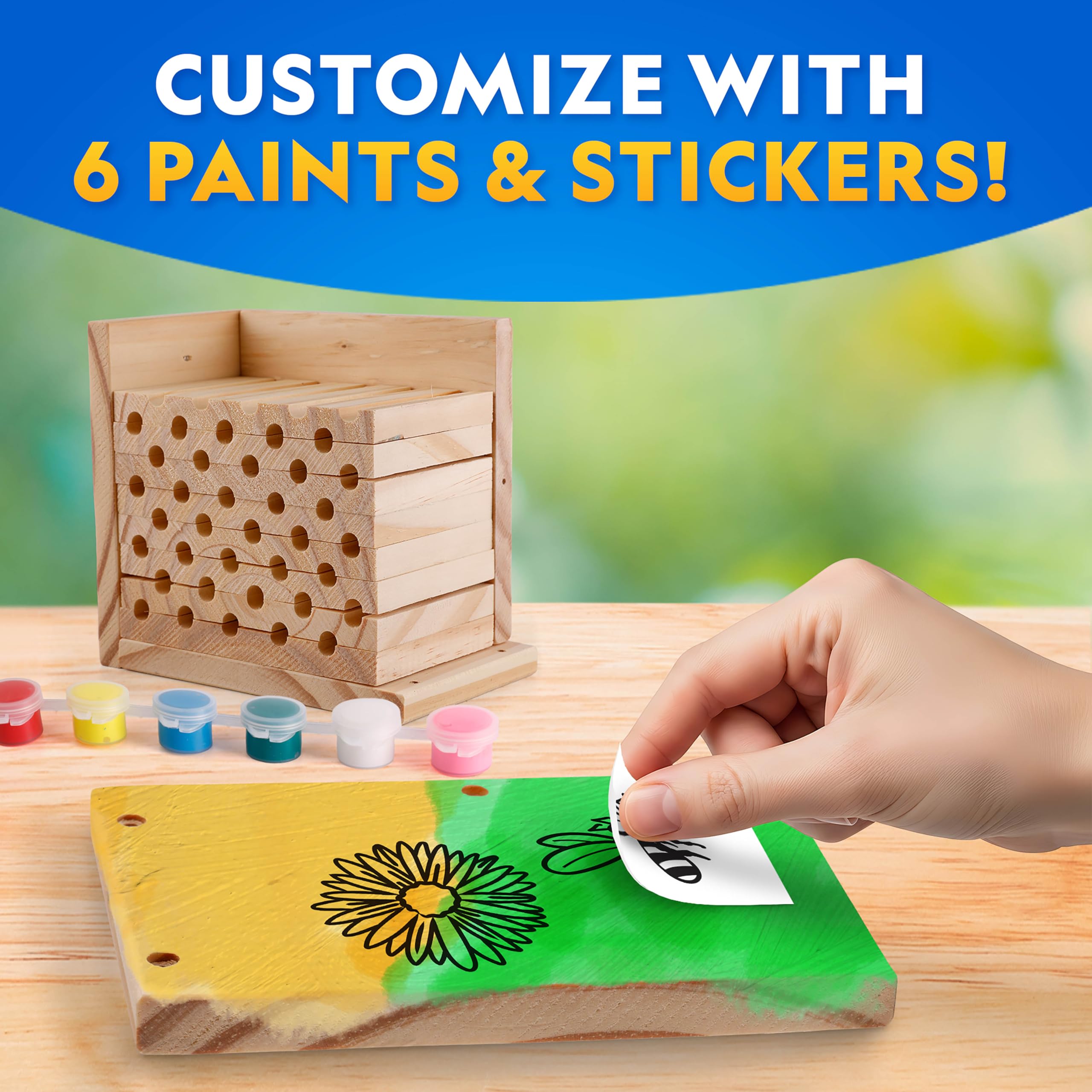 National Geographic Build a Bee Habitat Craft Kit for Kids – Paint & Build a House for Mason Bees, Outdoor Arts & Crafts, Nature Learning Activity, DIY Pollinator Garden Craft, Solitary Bee Hotel - 5