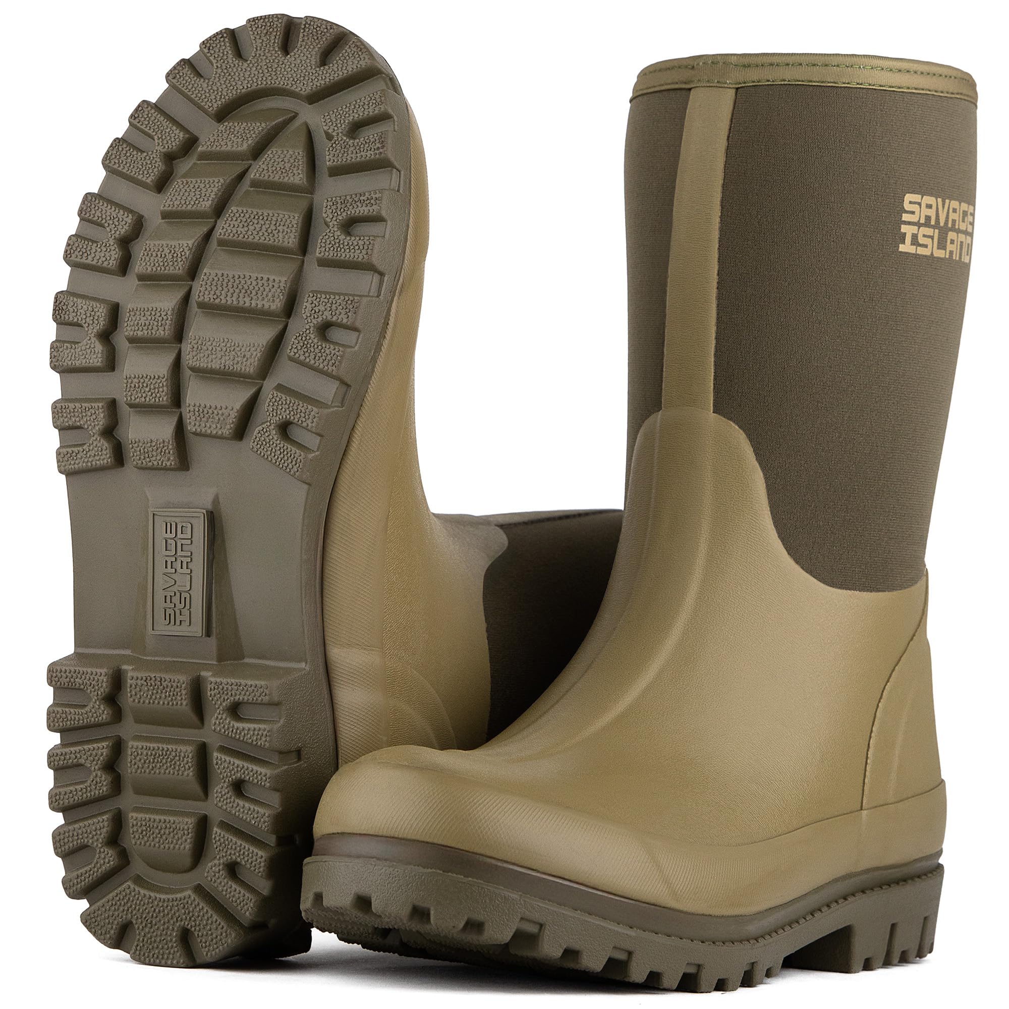 Savage Island Botas de agua cortas de neopreno con aislamiento de goma para mujer, con forro cálido, totalmente impermeables