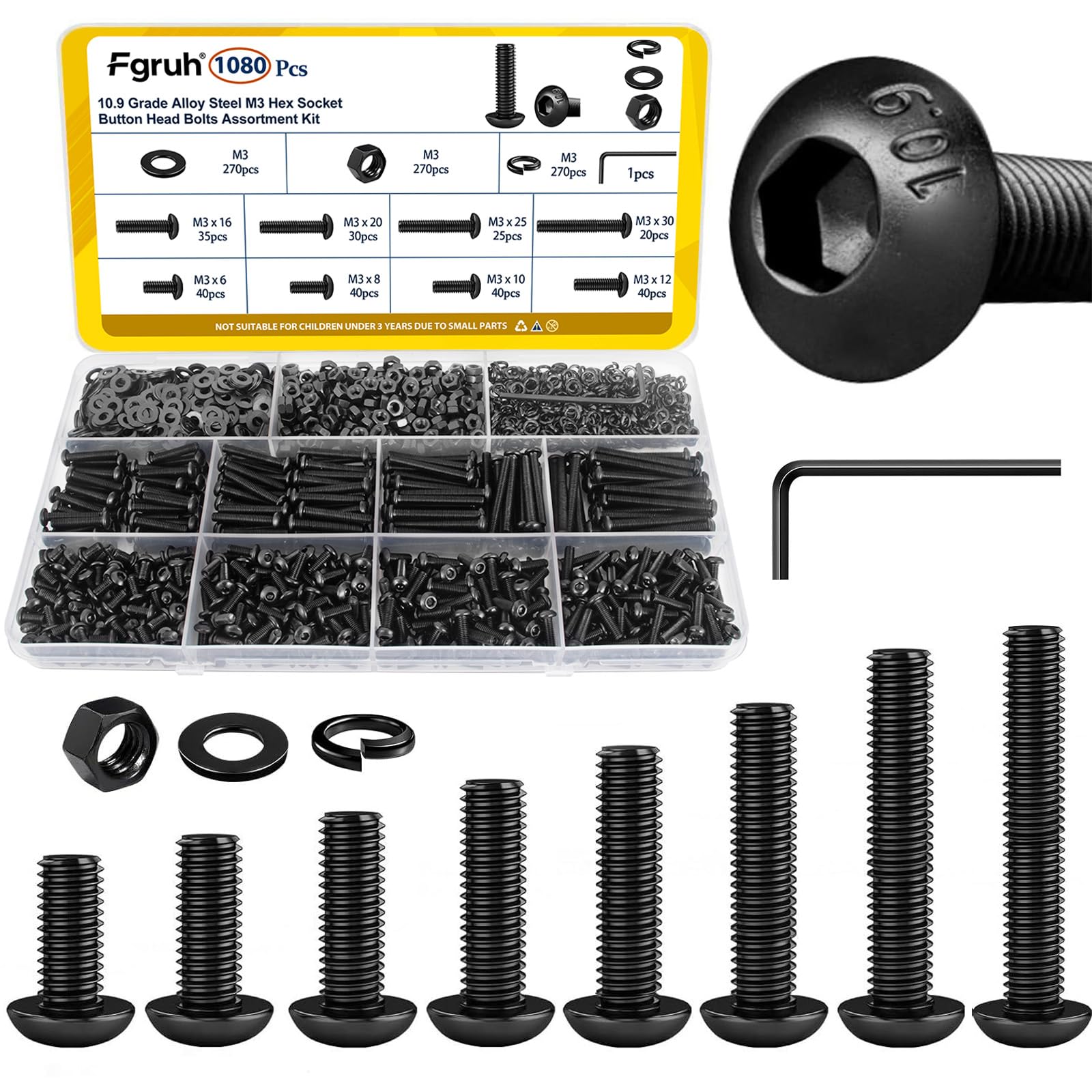 1220PCS M3 M4 M5 M6 Metric Hex Socket Head Screws Assortment Kit — Amazon image 13