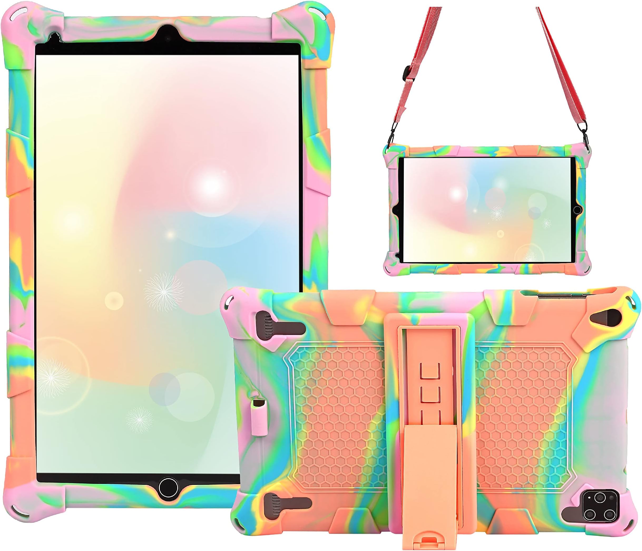 AIJAKO 10.1 Inch Silicone Case for DUODUOGO P8/Novel TTT 10/AItszon 10/Gowin 10.1/VANKYO MatrixPad S21/OUZRS 10/AOYODKG P8/Gowin 10.1/JINHENG 10.1/DICEKOO 10, Shoulder Strap, Rose Pink