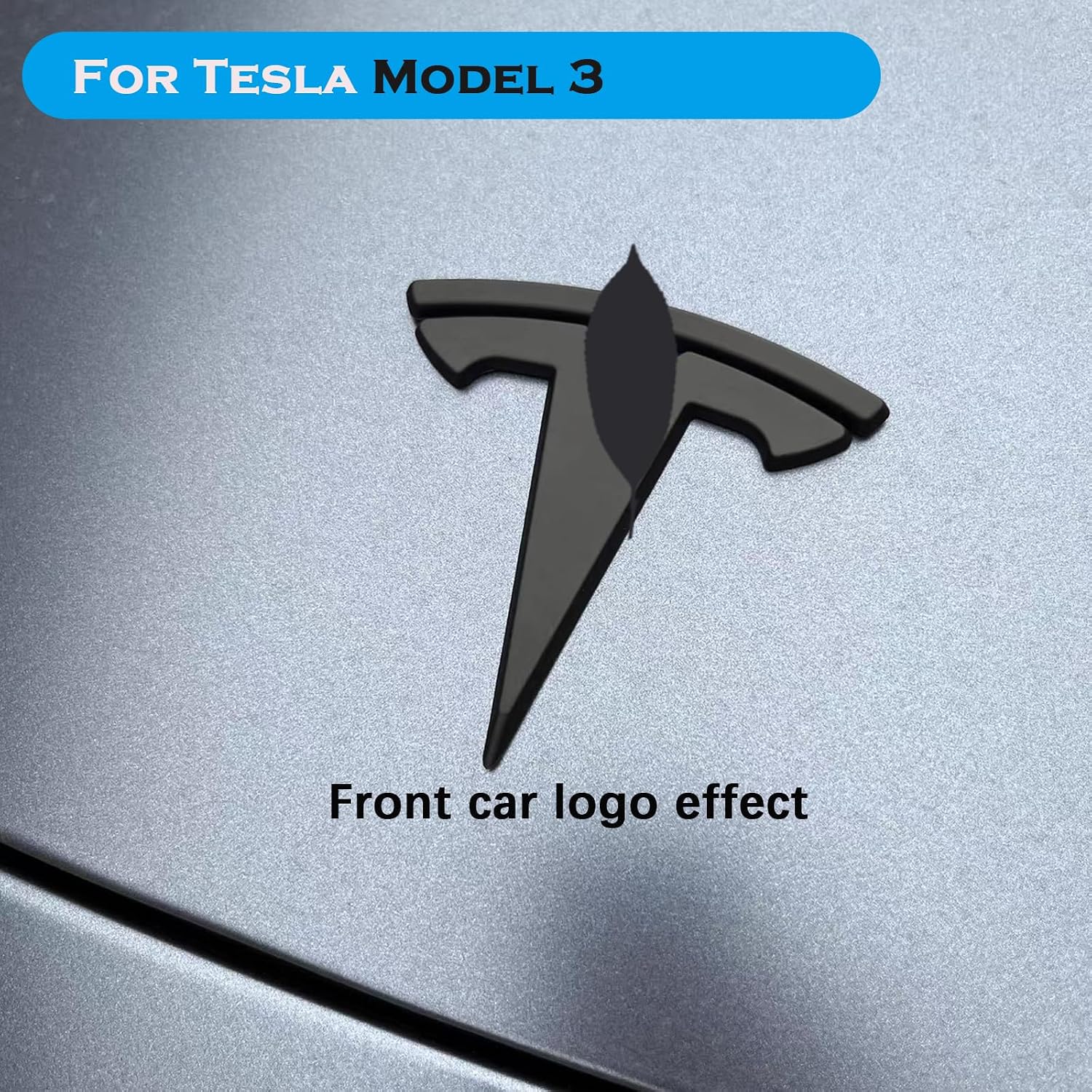 YHCDSEA for Model 3 Emblem Badge Sticker Cover, fit for Tesla Model 3 Logo Decals Accessories (Matt Black)