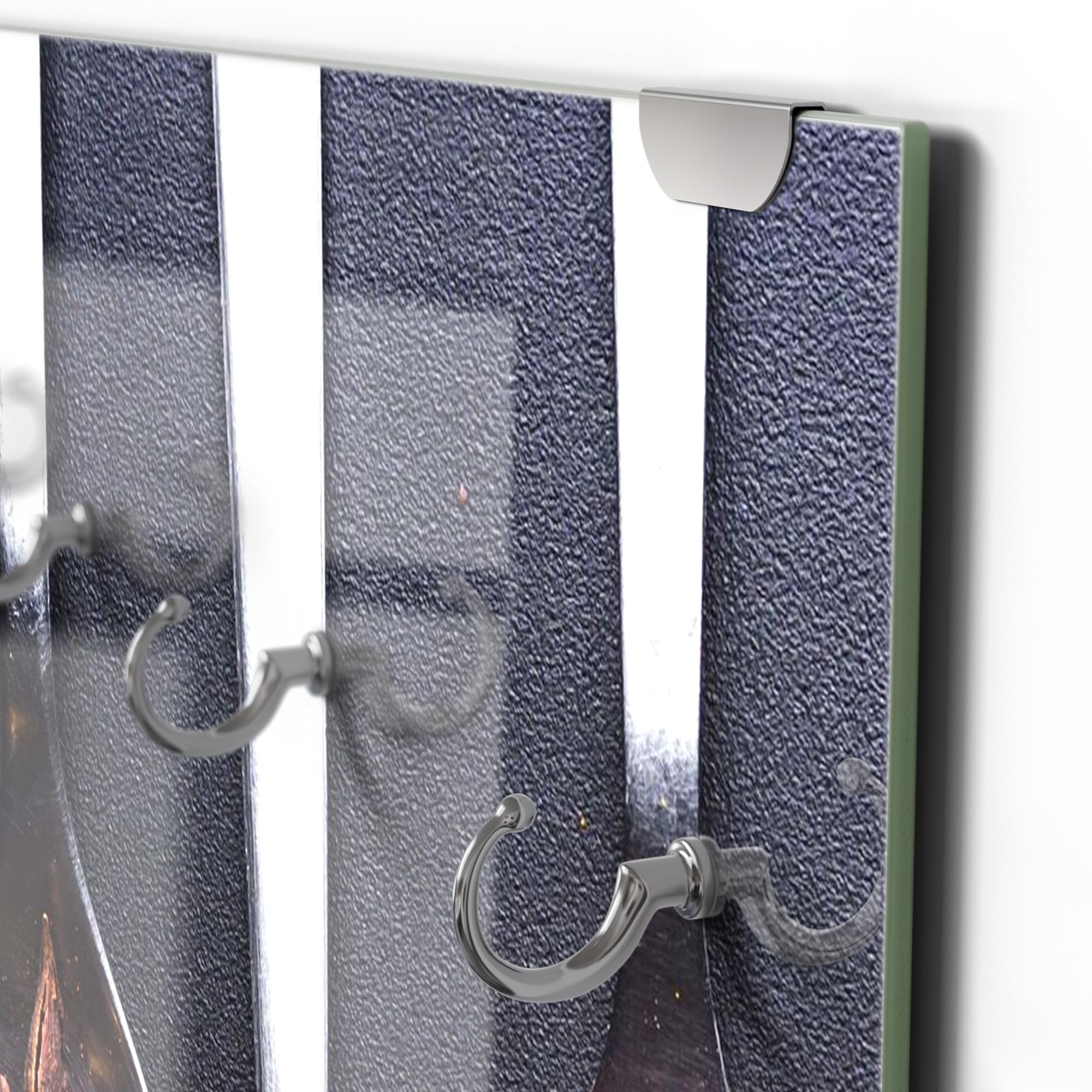 DEQORI Kleiderhaken aus Glas mit Motivdruck | Design vertikal, 50x125 cm | Motiv Kochlöffel mit Gewürzen | ESG-Sicherheitsglas mit 7 Haken – beschreibbar & montagefreundlich – pflegeleicht