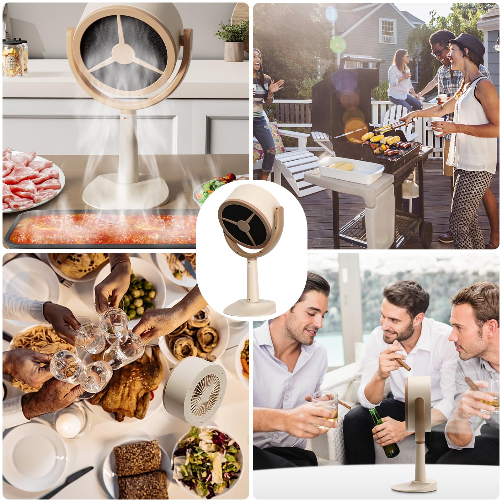 Mini-Dunstabzugshaube Leise Umluft, Desktop-Abzugshaube mit 2 Filter-Baumwolle, Tragbar Tischhaube Mobile Abzugshaube für Steak Grillen BBQ Hot Pot Camping Wohnmobil Küche Reise