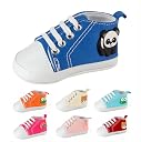 Lillypupp Soft Cotton Canvas Baby Shoes for boy Girl. Unisex Anti Slip Skid Walking Sneakers for Newborn Infant for 0-3 3-6 6-9 9-12 Months. Navy Blue gallery image