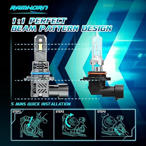 Miniatura 29 de RAMHORN Bombillas H11, bombillas 500% de brillo, diseño mejorado de 6500 K, luz antiniebla blanca Plug N-Play, paquete de 2