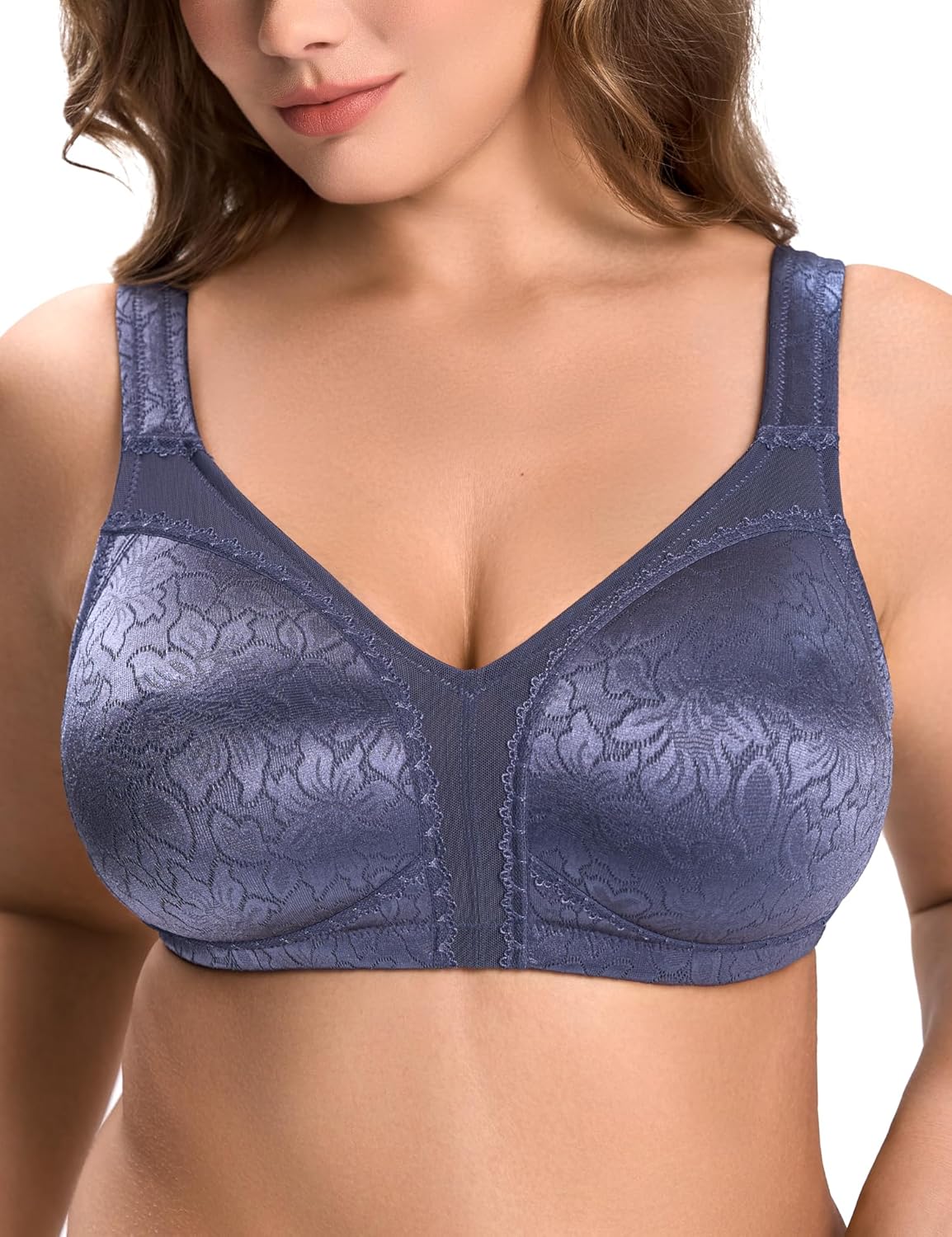 Wingslove Women’s Minimizer Bra Wireless Full Coverage Non-Padded Plus Size No Underwire Everyday Comfort