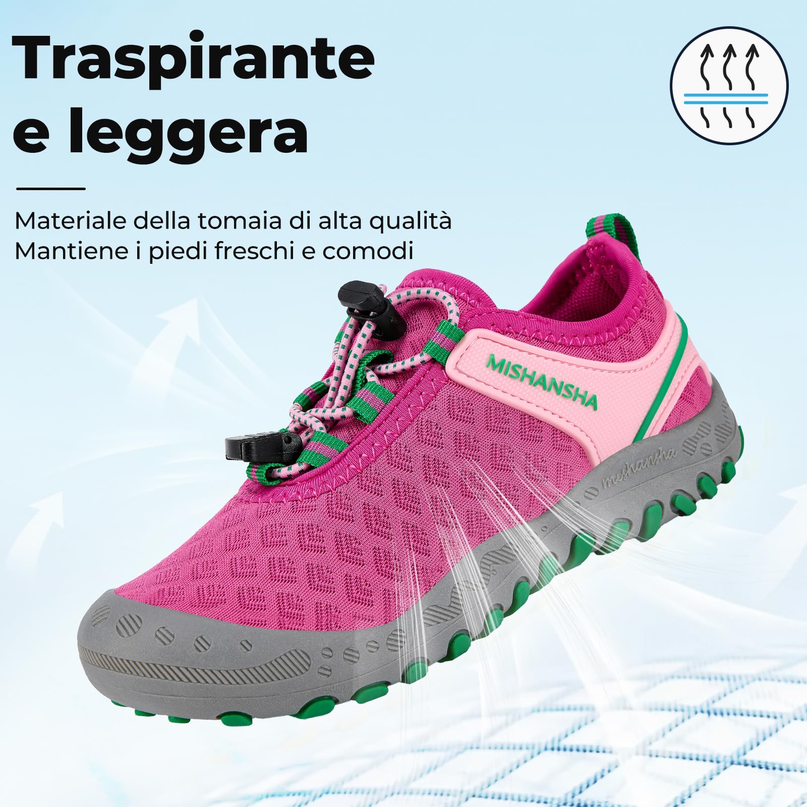 Mishansha Scarpe Bambini Sportive Leggere e Traspiranti, Sneakers Outdoor Antiscivolo per Trekking Leggero Taglie 24-38