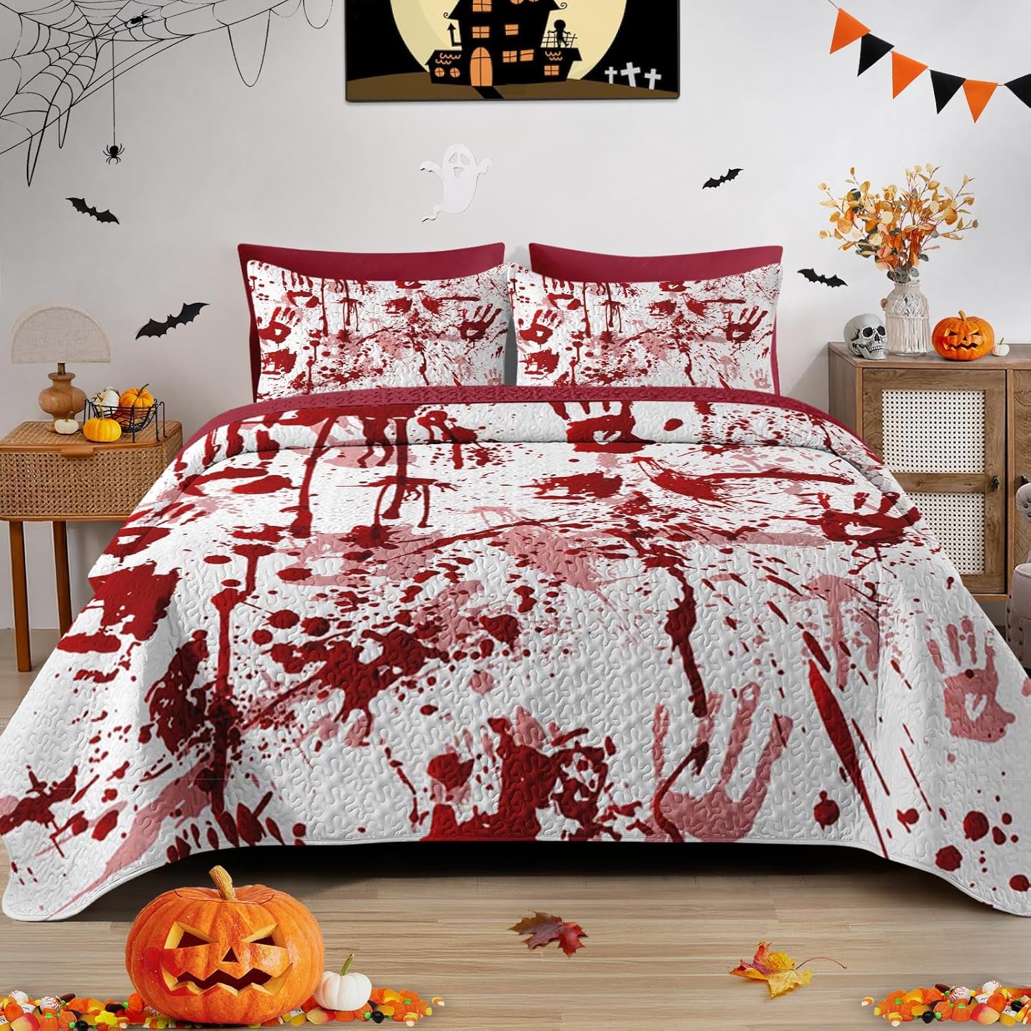 Scary Clown Print Pattern Bed Set Quilt