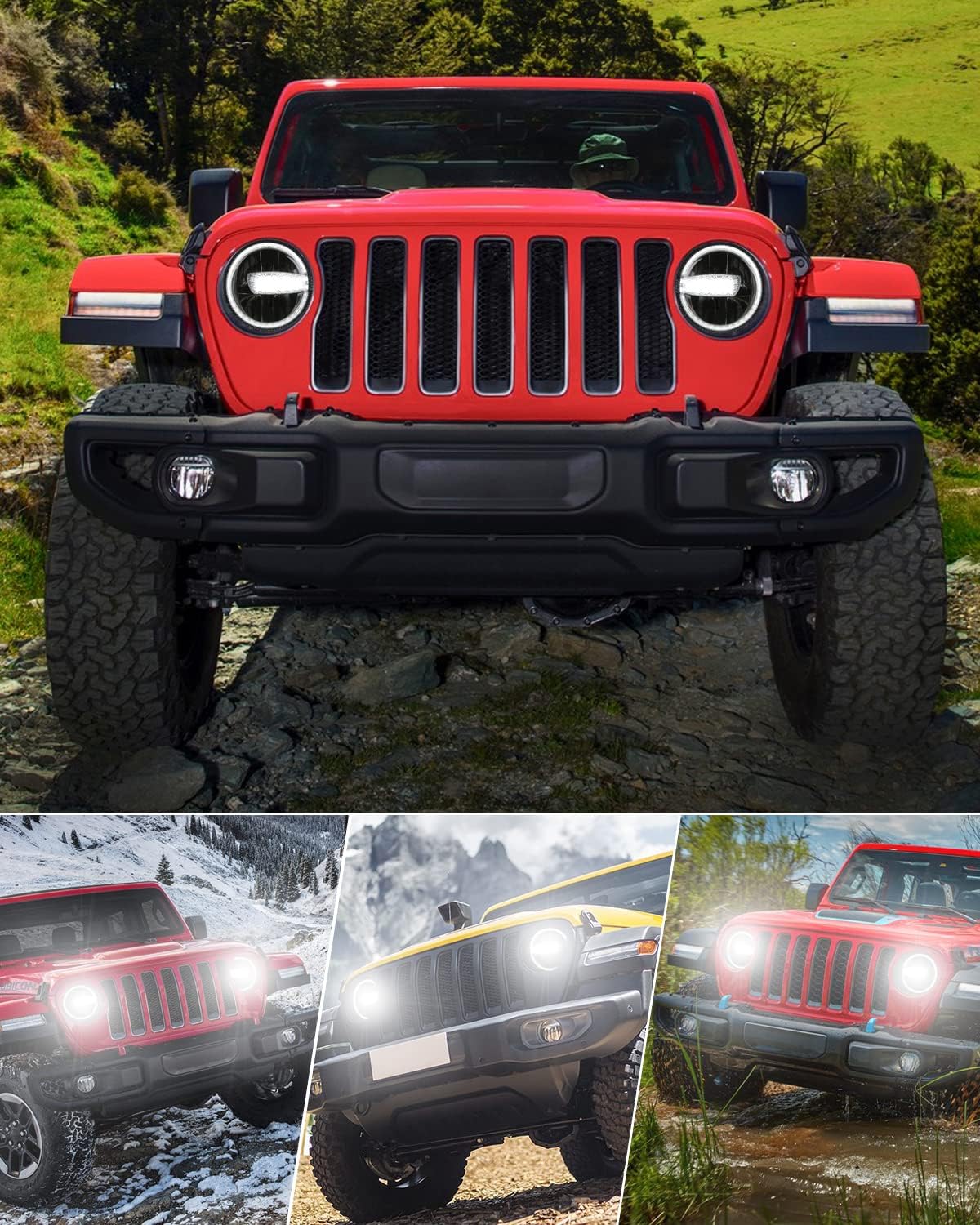 BICYACO DOT 9 Inch LED Headlights with DRL, 120W Headlamps Replacement Compatible with 2018-2025 Jeep Wrangler JL JLU Gladiator JT SUV