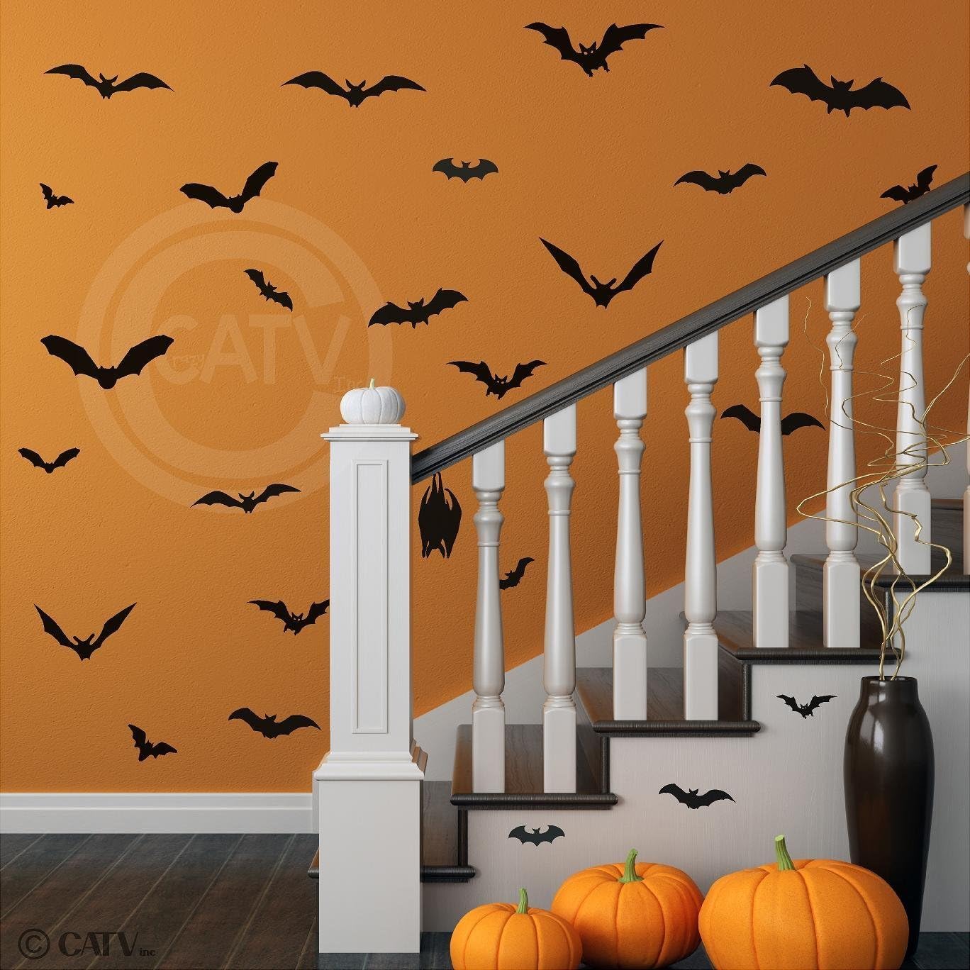 Halloween Bats set of 28 vinyl lettering decal home decor wall art sticker