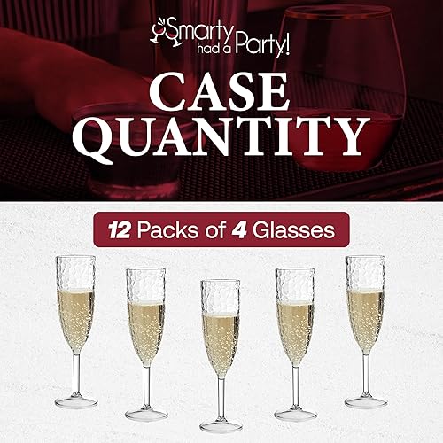 Miniatura 8 de Smarty Had A Party Copas de champán de 8 onzas – 48 copas de champán de plástico transparente de corte de cristal, vasos desechables irrompibles