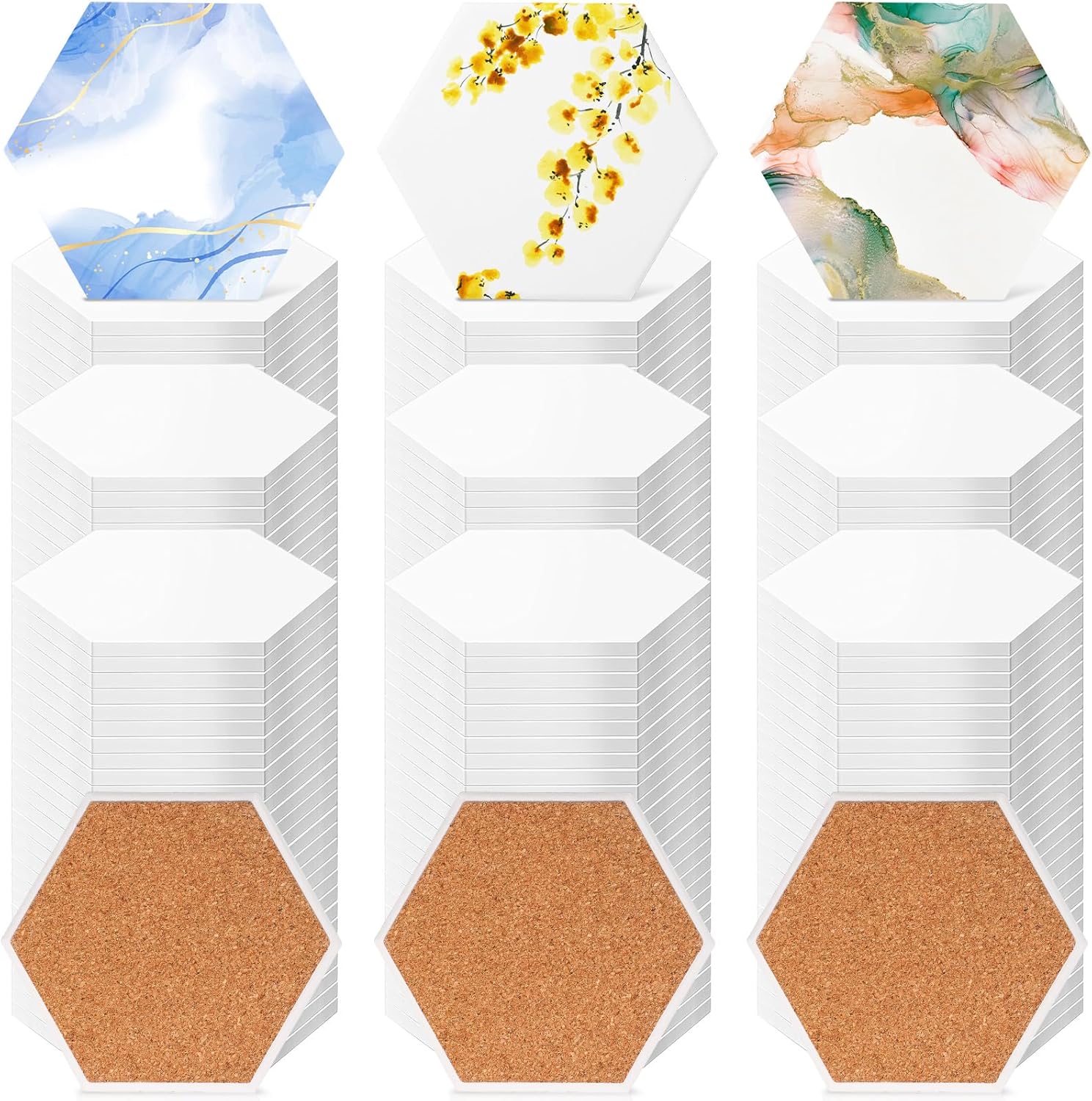 Dandat 150 Pack Ceramic Tile for Crafts Coasters, 4 inch