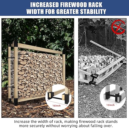 Miniatura 4 de Kit de soporte de almacenamiento de leña al aire libre para almacenamiento de madera de fuego, soporte de almacenamiento de madera para chimenea,