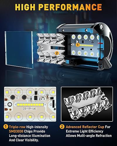 Miniatura 3 de NAOEVO Barra de luz LED de 12 pulgadas y 4 luces LED de 4 pulgadas, 54000 lm, luces LED antinieblaconduccióntodoterreno, barra de luz LED combinada