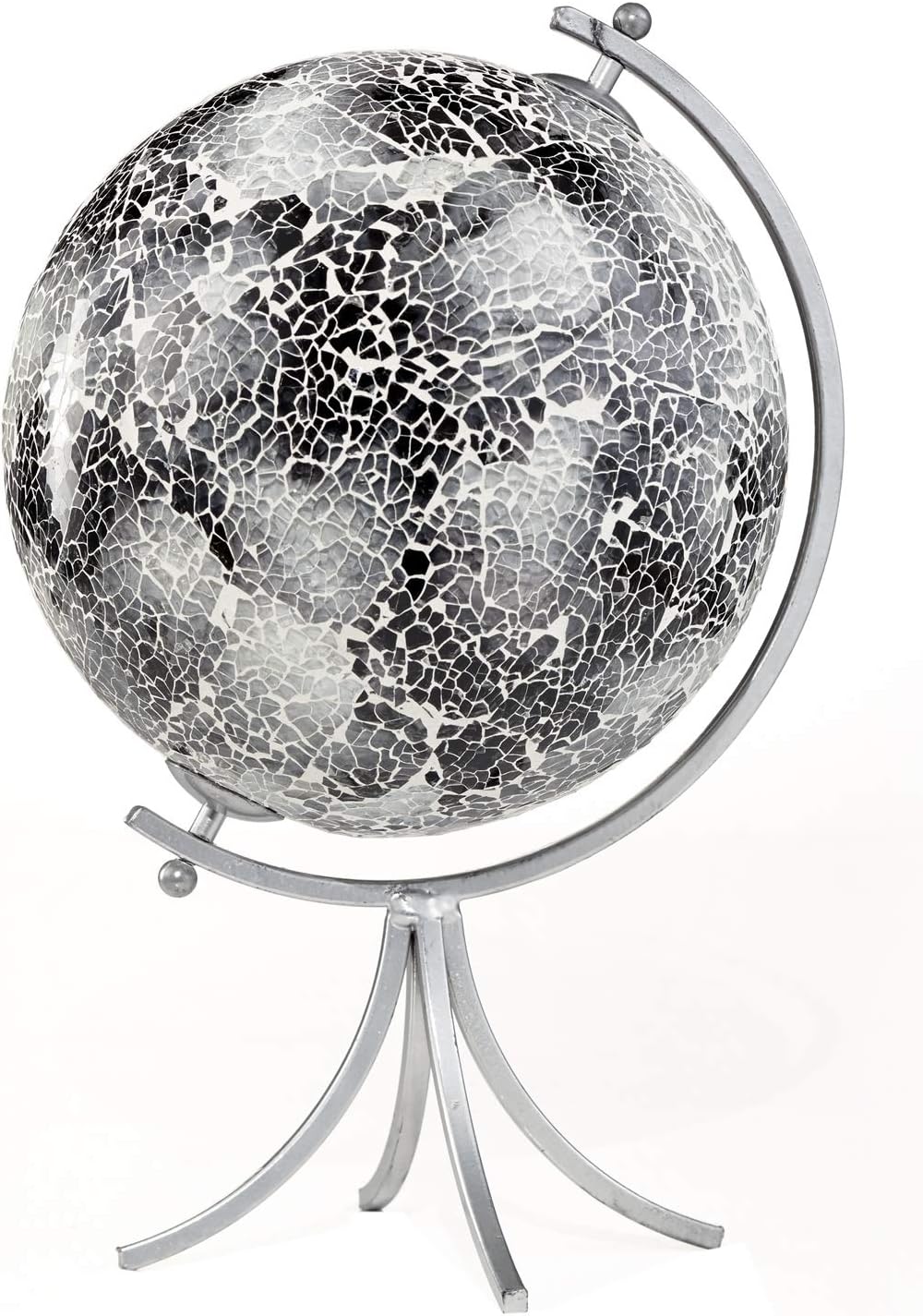 American Atelier Mosaic Decorative Globe, White/Silver/Black