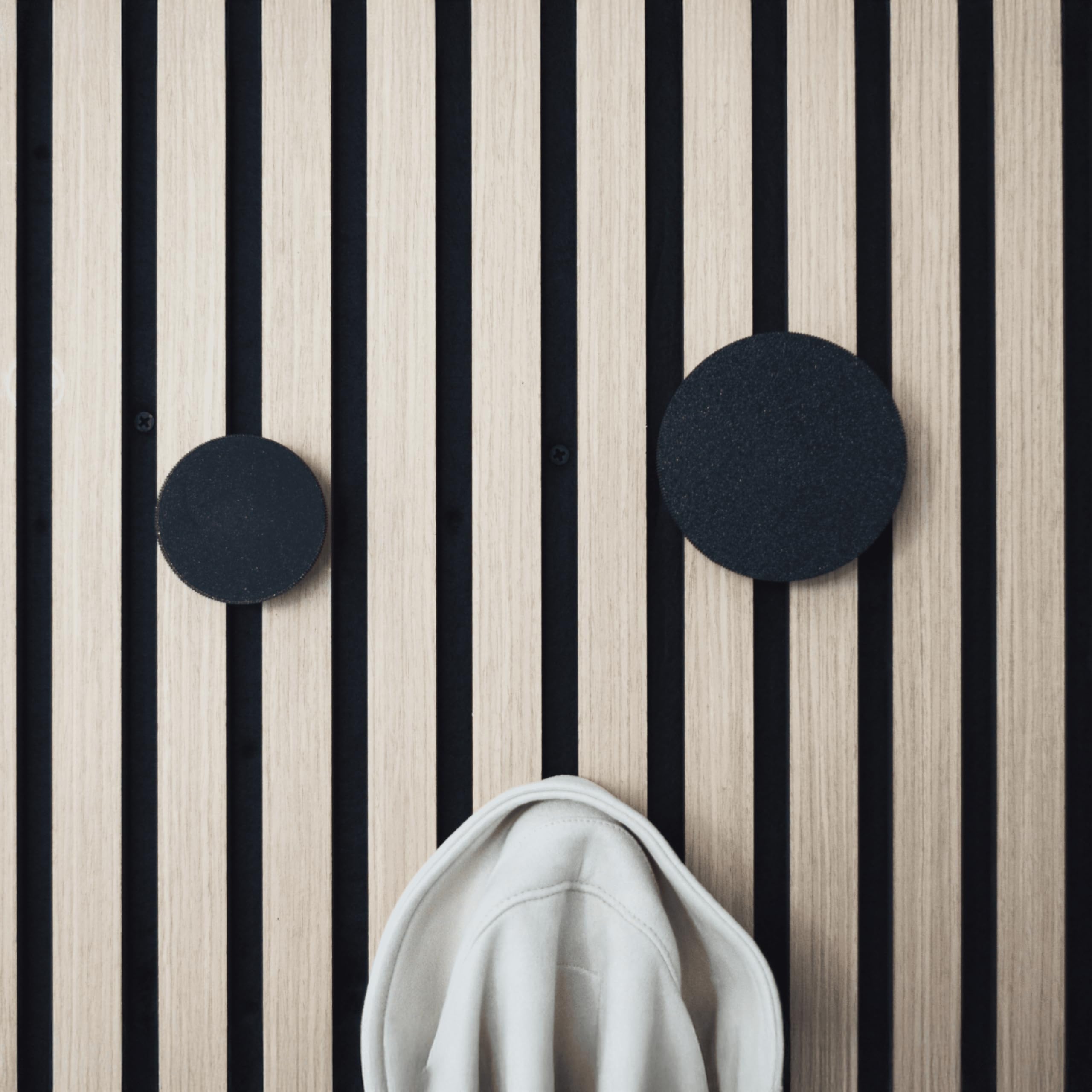 Generisch Runde Haken [ROUND] ohne bohren Akustikpaneele - flexibel montierbar - Haken - Garderobe - Kleiderhaken - Wandpaneele - Garderobenhaken (Set (S/M/L), 3)
