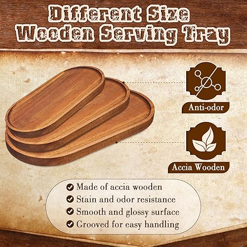 Miniatura 3 de 3 platos de madera maciza, bandejas de madera de acacia, bandeja ovalada de madera de nogal, tabla rectangular para servir pan largo, platos de